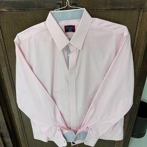 Untuckit pinstripes light pink long sleeve shirt. Size Large regular.